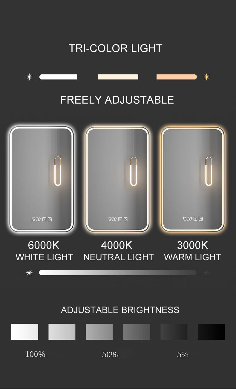 Rainly SmartGlow 20x28" LED Vanity Mirror - Time, Temp & Defogging