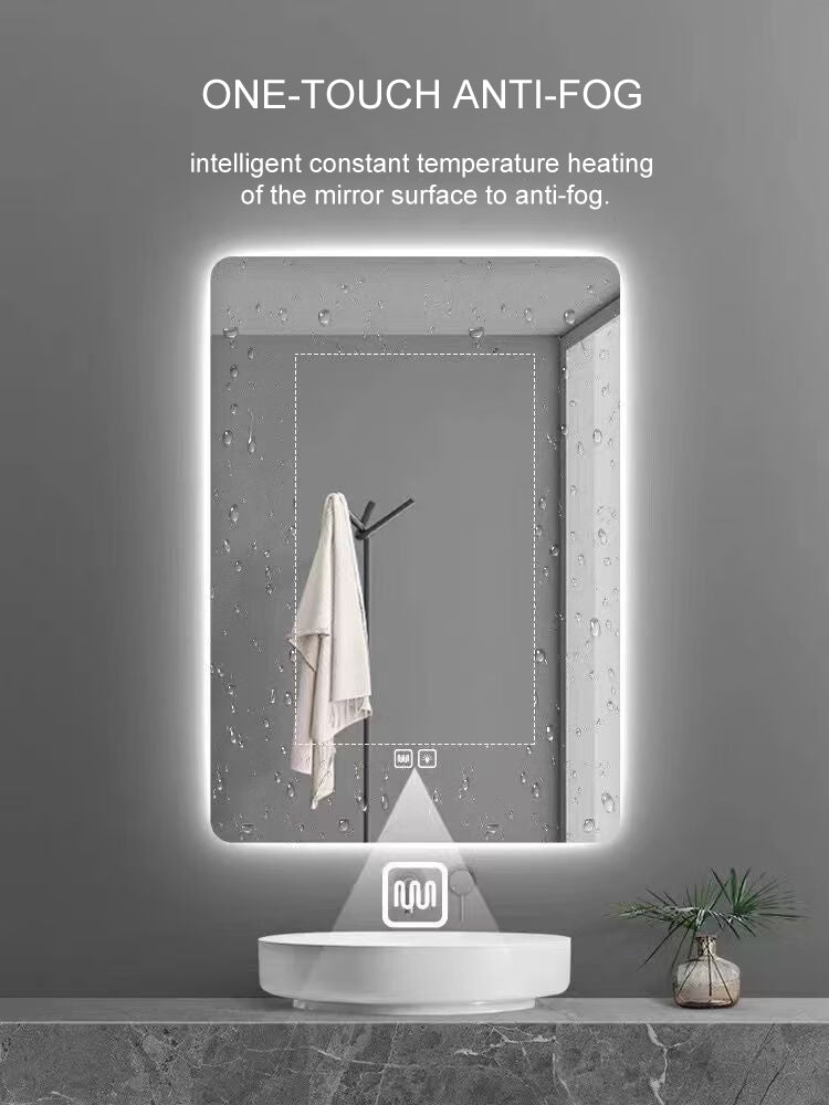 Rainly SmartGlow 20x28" LED Vanity Mirror - Time, Temp & Defogging