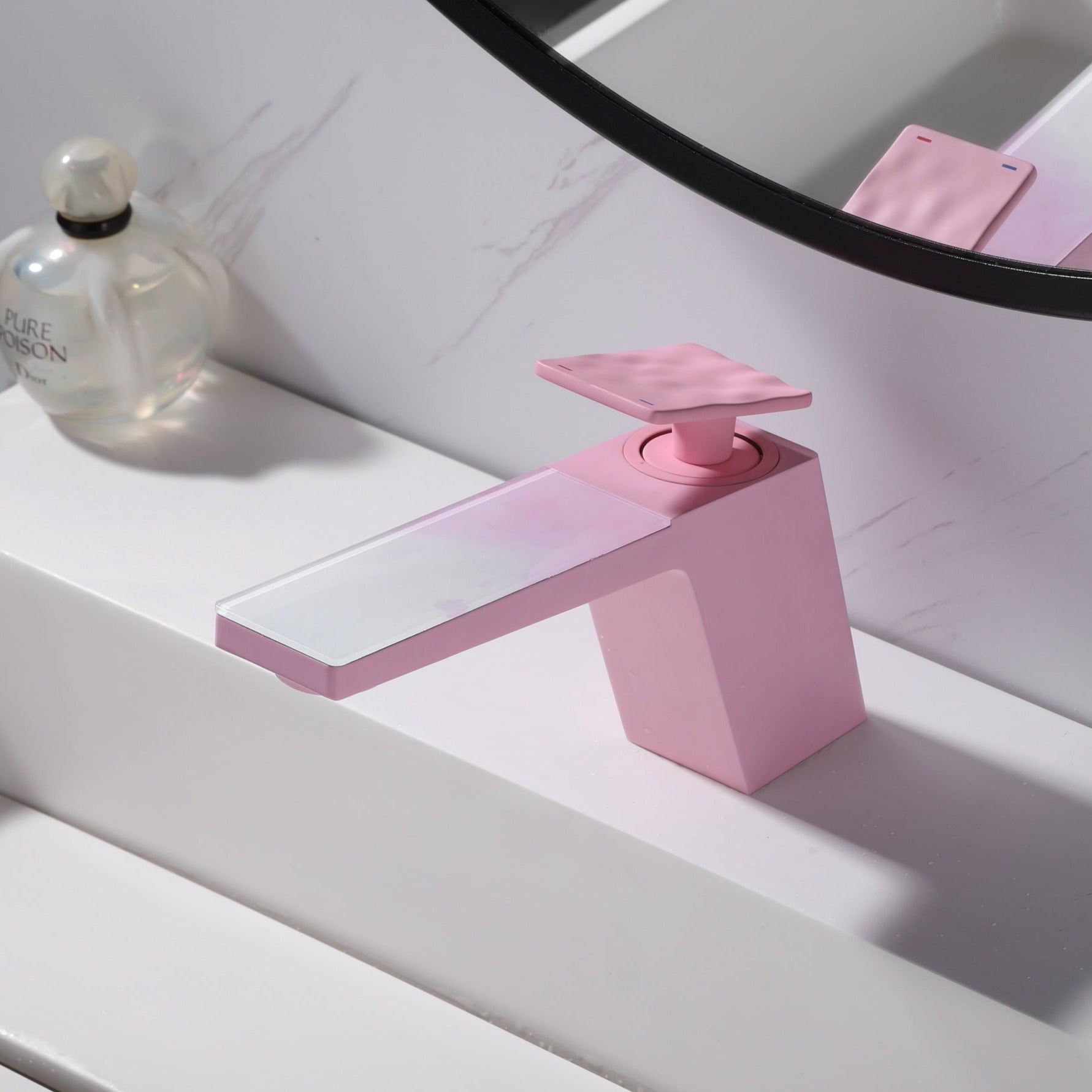 Rainly faucet fairy tale series pink finish front side view #color_cherry blossom pink