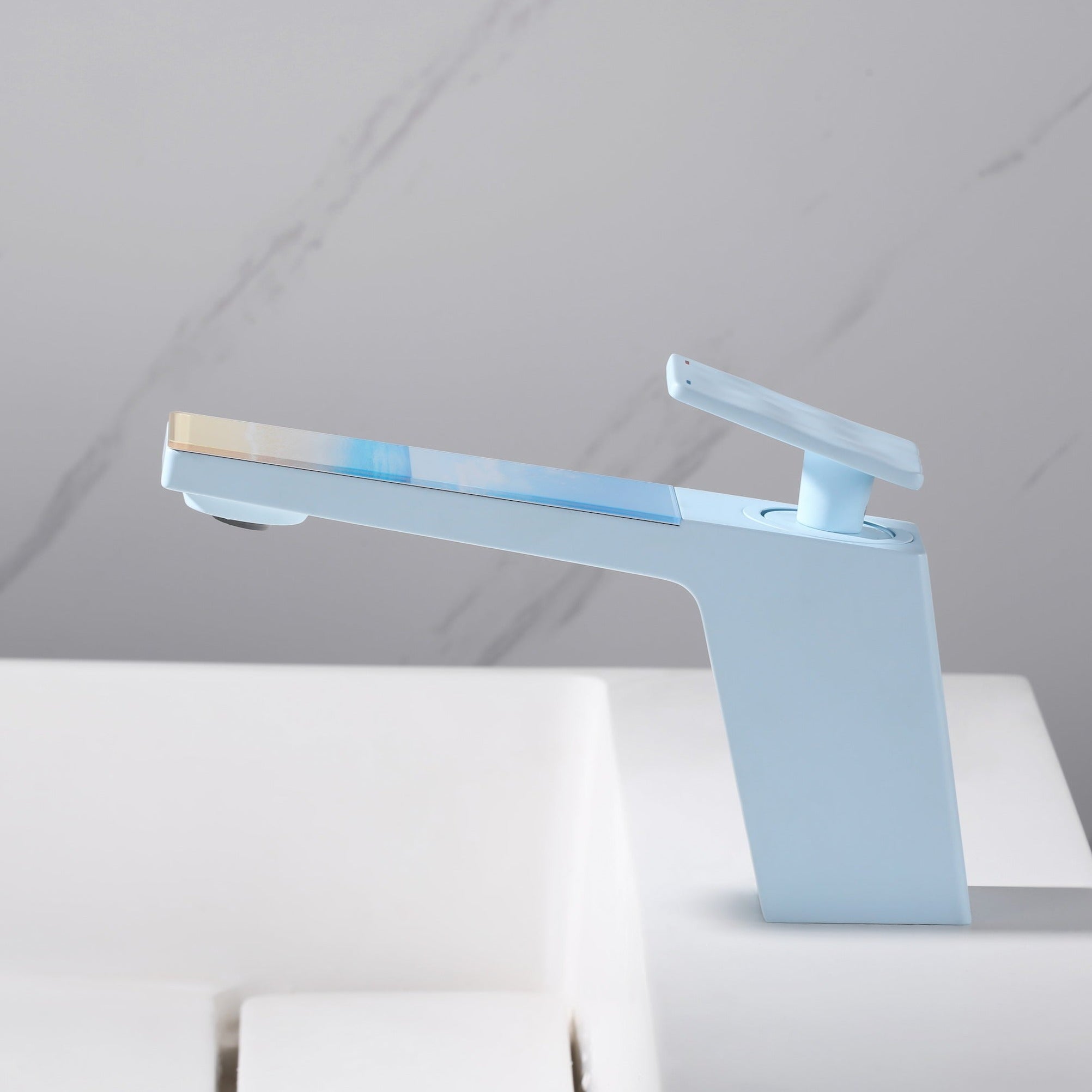 Rainly faucet fairy tale series pastel blue finish side view #color_pastel blue