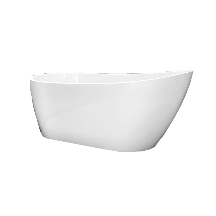 67" Acrylic Freestanding Slipper Bathtub: Gloss White Finish, Chrome Overflow & Pop-Up Drain