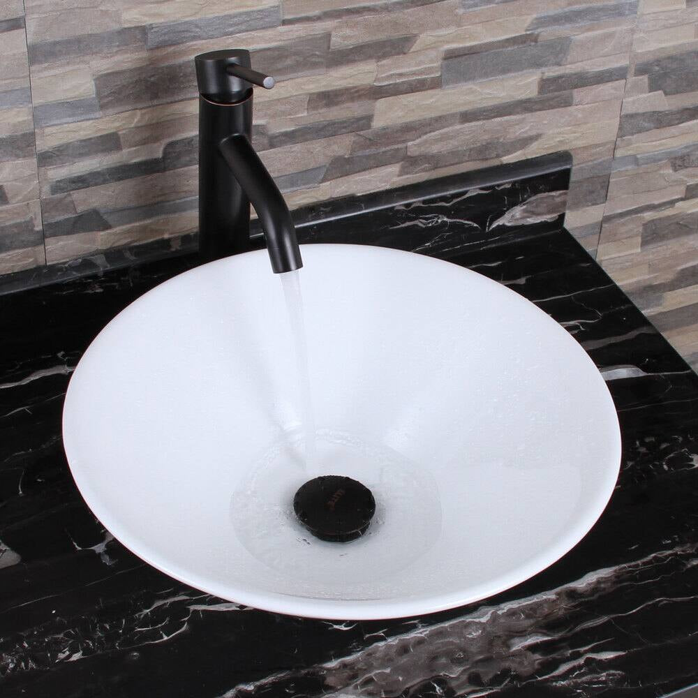 Ceramic Round Above Counter White Bathroom Sink Art Basin(BAB217MOWH)