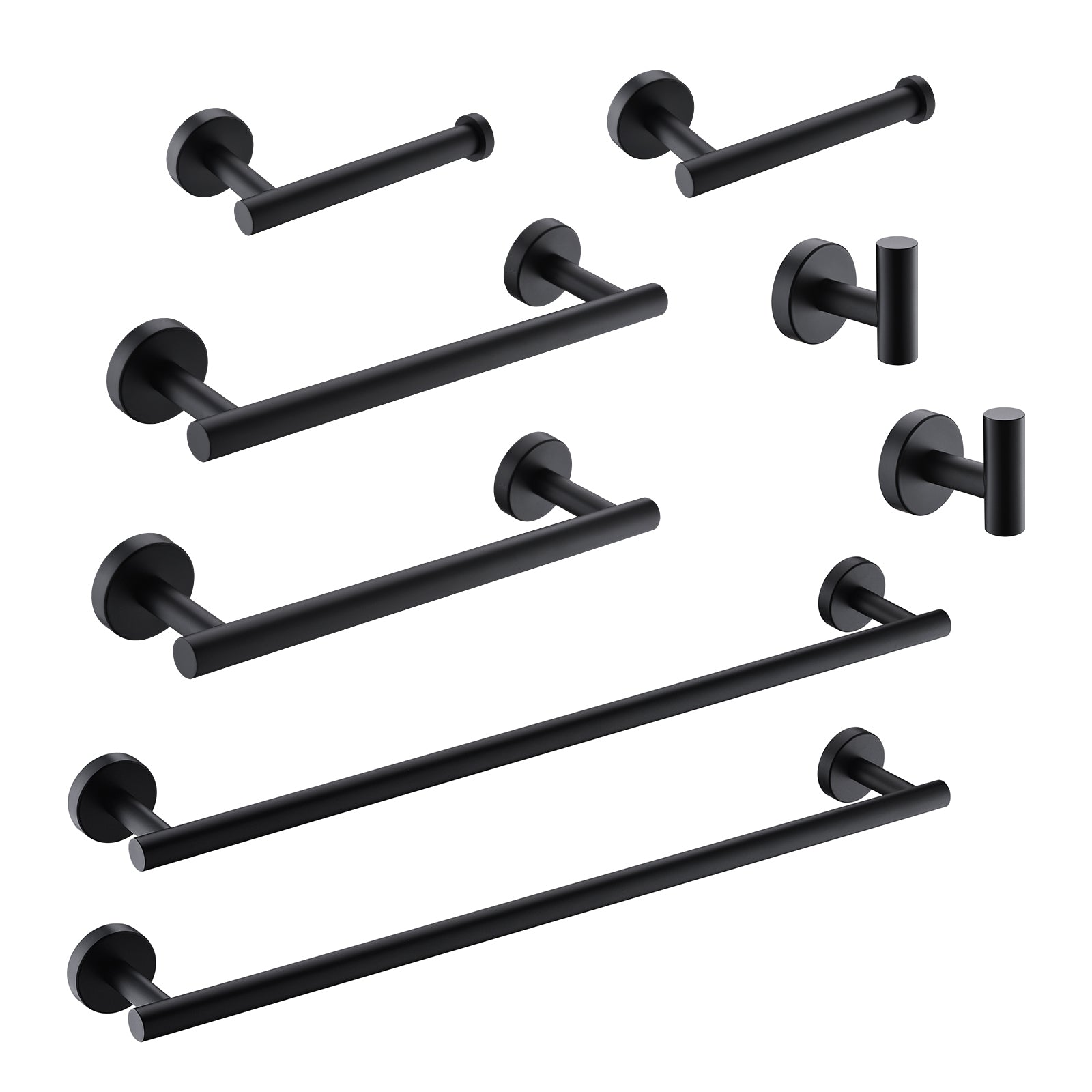 8-Pieces Matte Black Bathroom Accessories Set, Stainless Steel Bathroom Hardware Set, Bath Towel Bar Set, Towel Racks for Bathroom Wall Mounted.