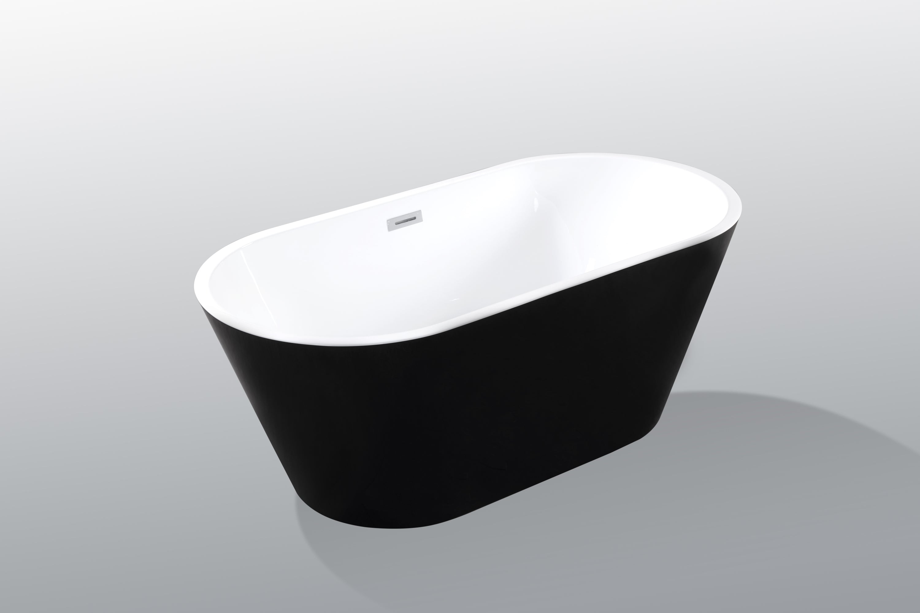 59" Acrylic Freestanding Bathtub-Acrylic Soaking Tubs, Black Bathtub, Oval Shape Black Freestanding Bathtub With Chrome Overflow and Pop Up Drain