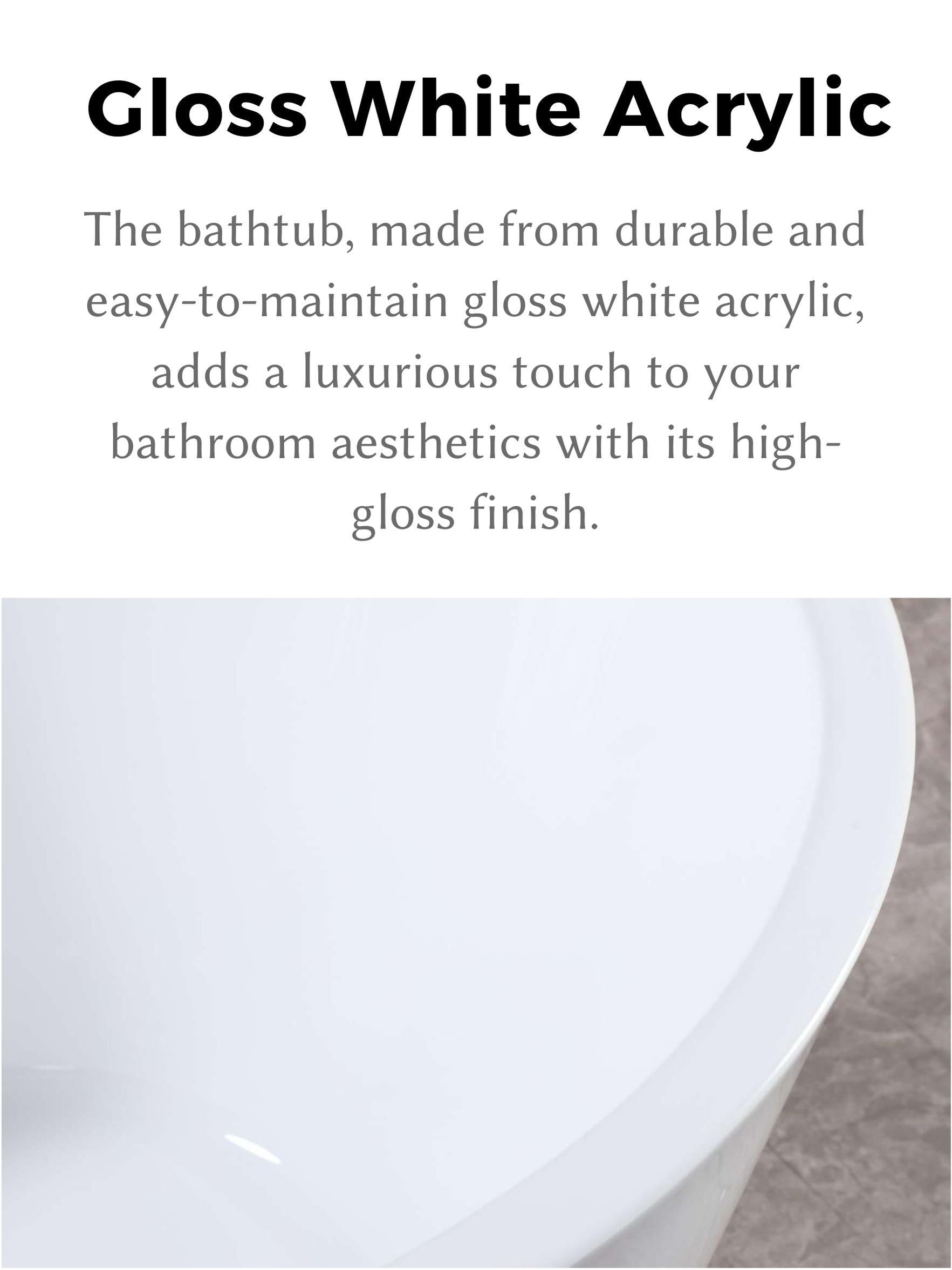 59" Acrylic Freestanding Bathtub-Acrylic Soaking Tubs, White Bathtub, Oval Shape Black Freestanding Bathtub With Chrome Overflow and Pop Up Drain