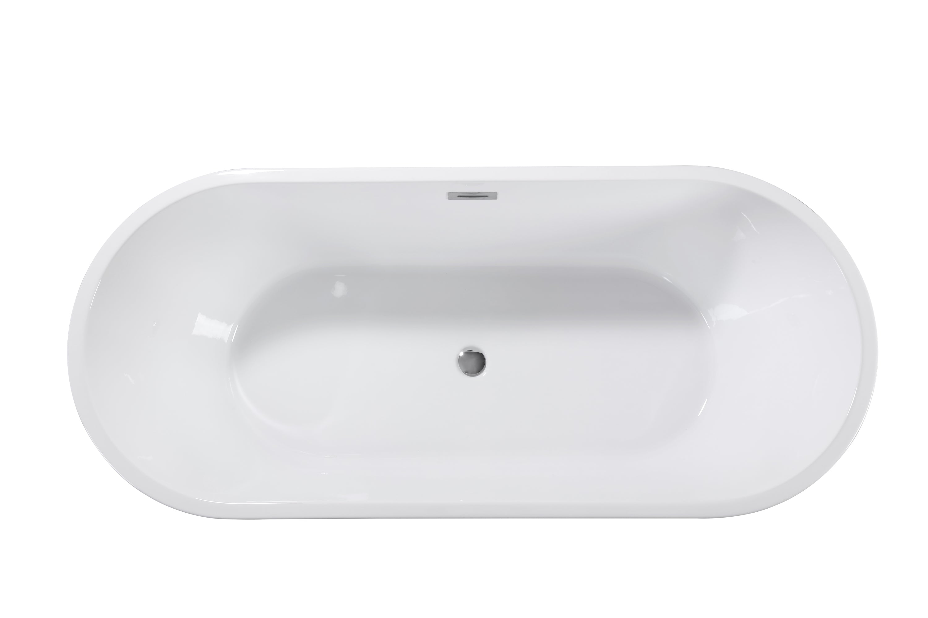 59" Acrylic Freestanding Bathtub-Acrylic Soaking Tubs, White Bathtub, Oval Shape Black Freestanding Bathtub With Chrome Overflow and Pop Up Drain