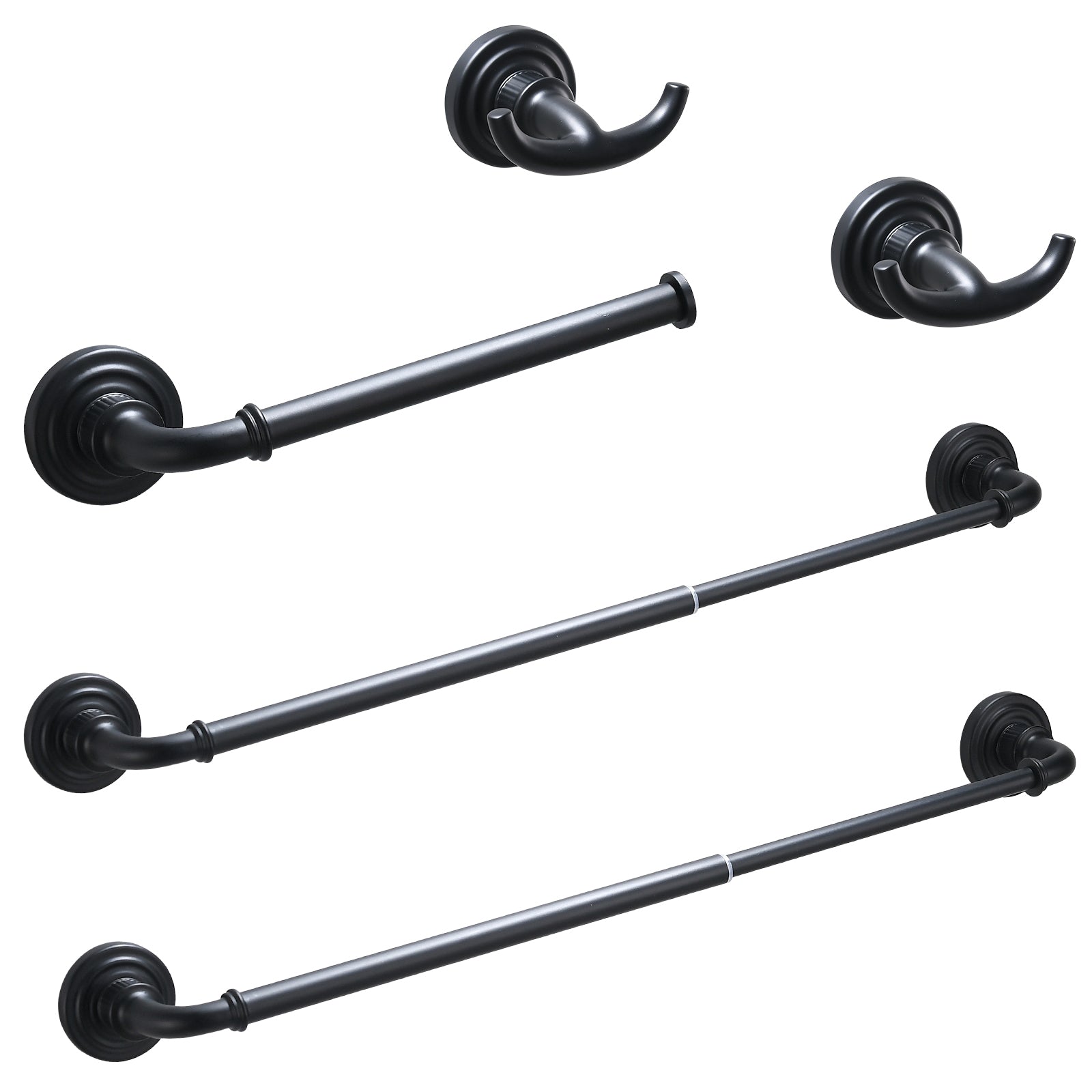 Bathroom Hardware Set Black 4-Pieces Bathroom Towel Rack 24 Inches Adjustable Bathroom Accessories Set