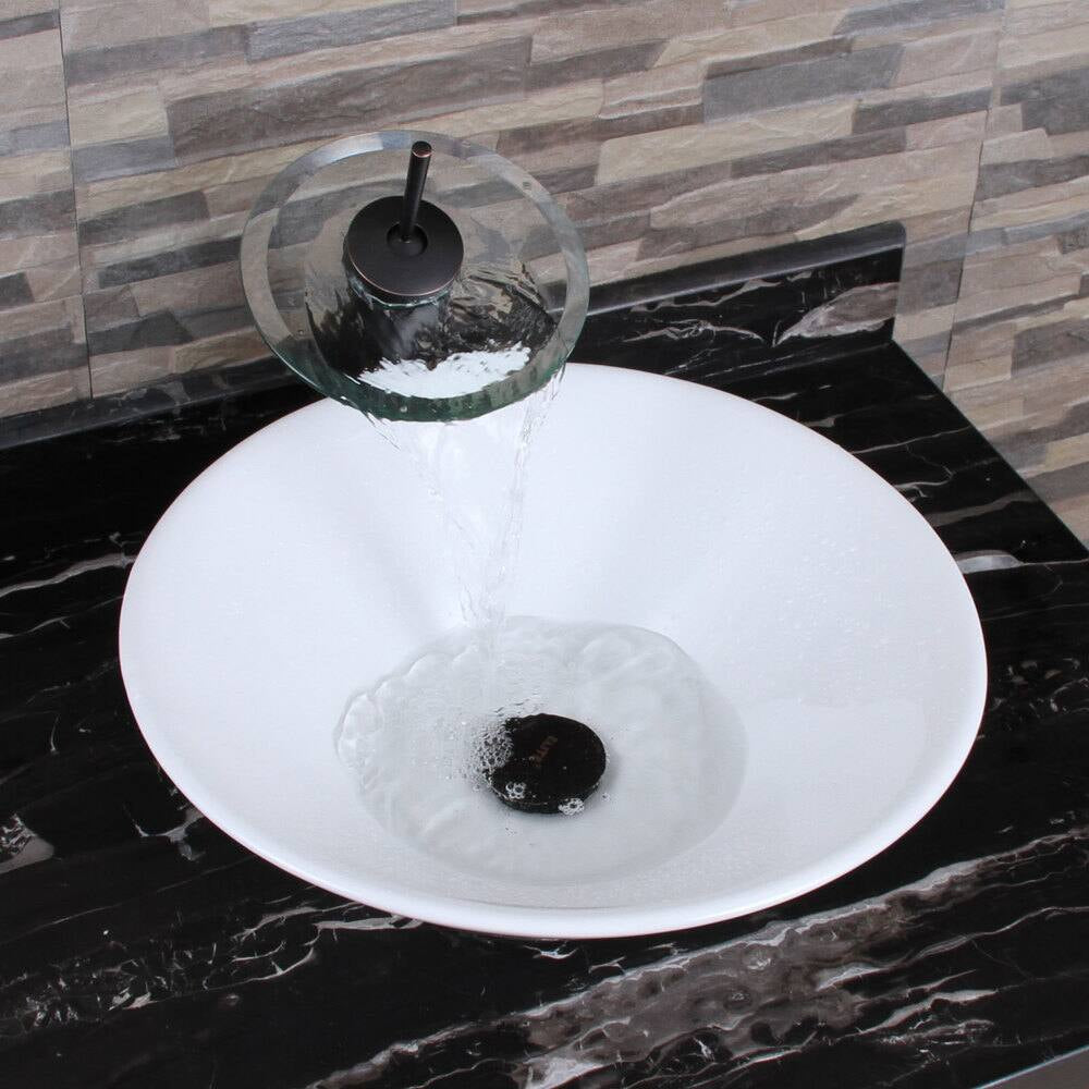 Ceramic Round Above Counter White Bathroom Sink Art Basin(BAB217MOWH)