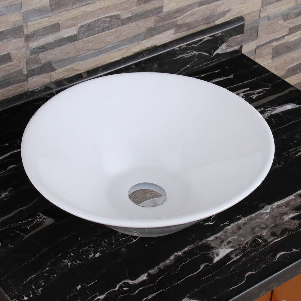 Ceramic Round Above Counter White Bathroom Sink Art Basin(BAB217MOWH)