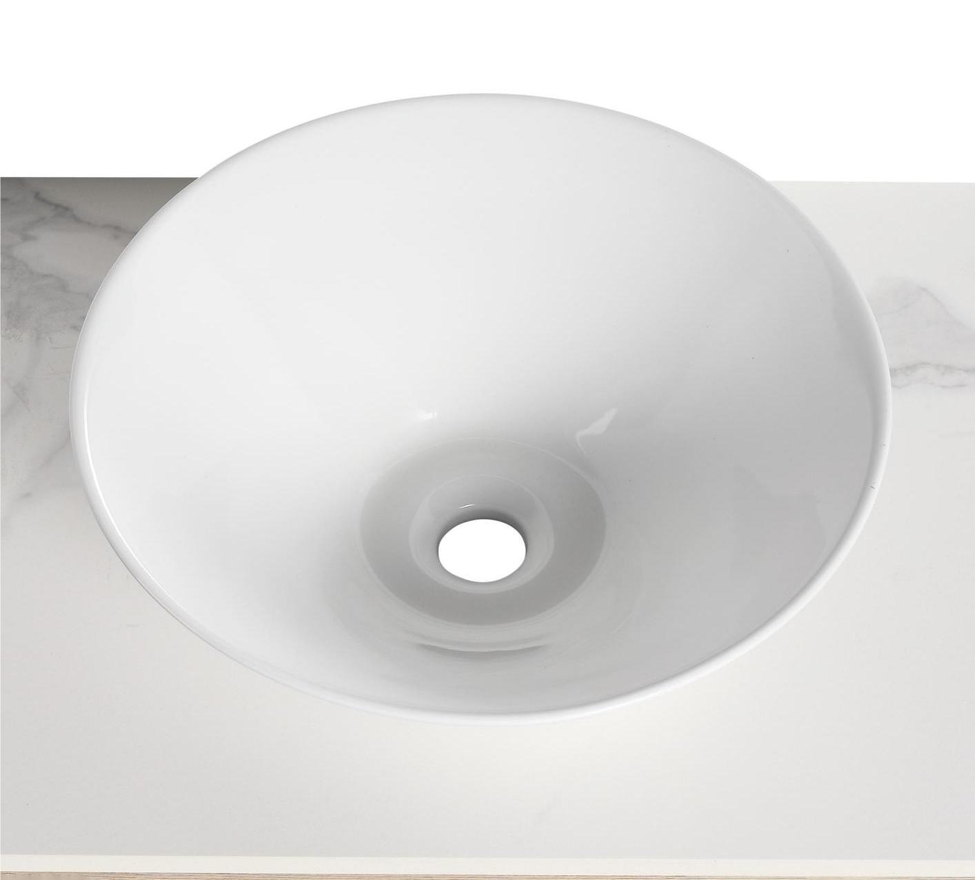 Ceramic Round Above Counter White Bathroom Sink Art Basin(BAB217MOWH)