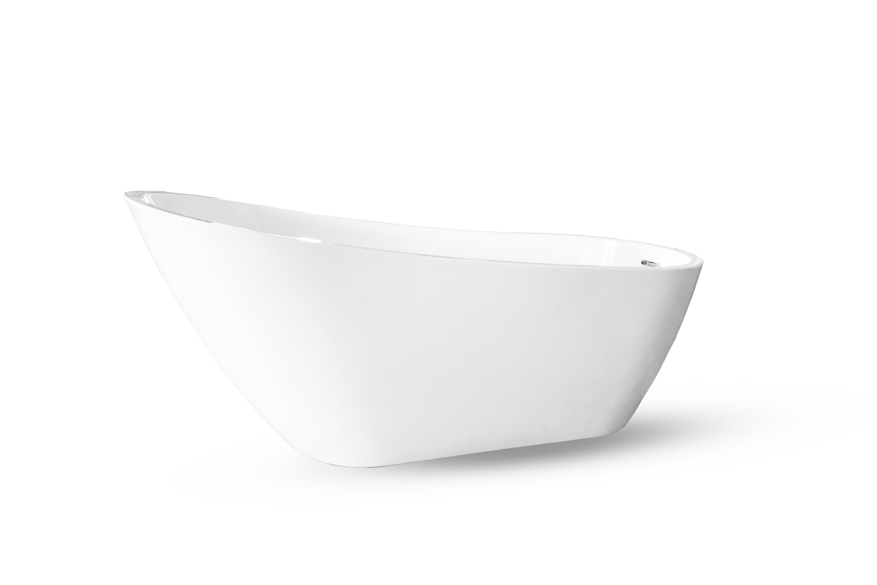 67" Acrylic Freestanding Slipper Bathtub: Gloss White Finish, Chrome Overflow & Pop-Up Drain